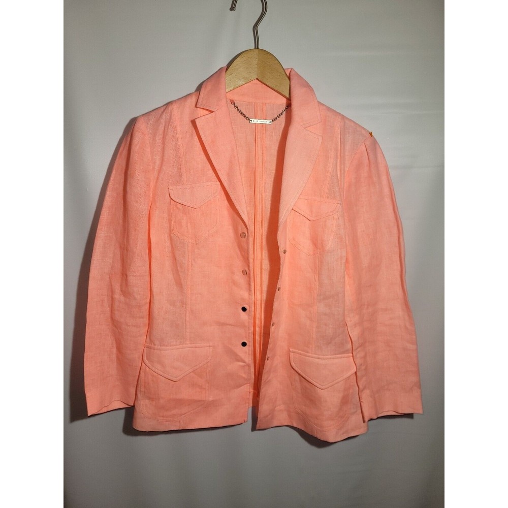 Elie Tahari Linen lightweight Coral blazer size 4 Resort Vacation